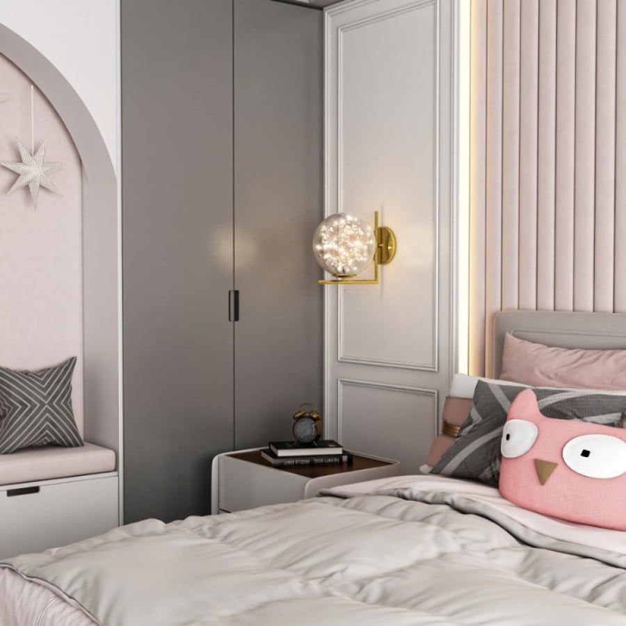 ابليك جداري ذهبي مودرن بنقاط LED مضيئة