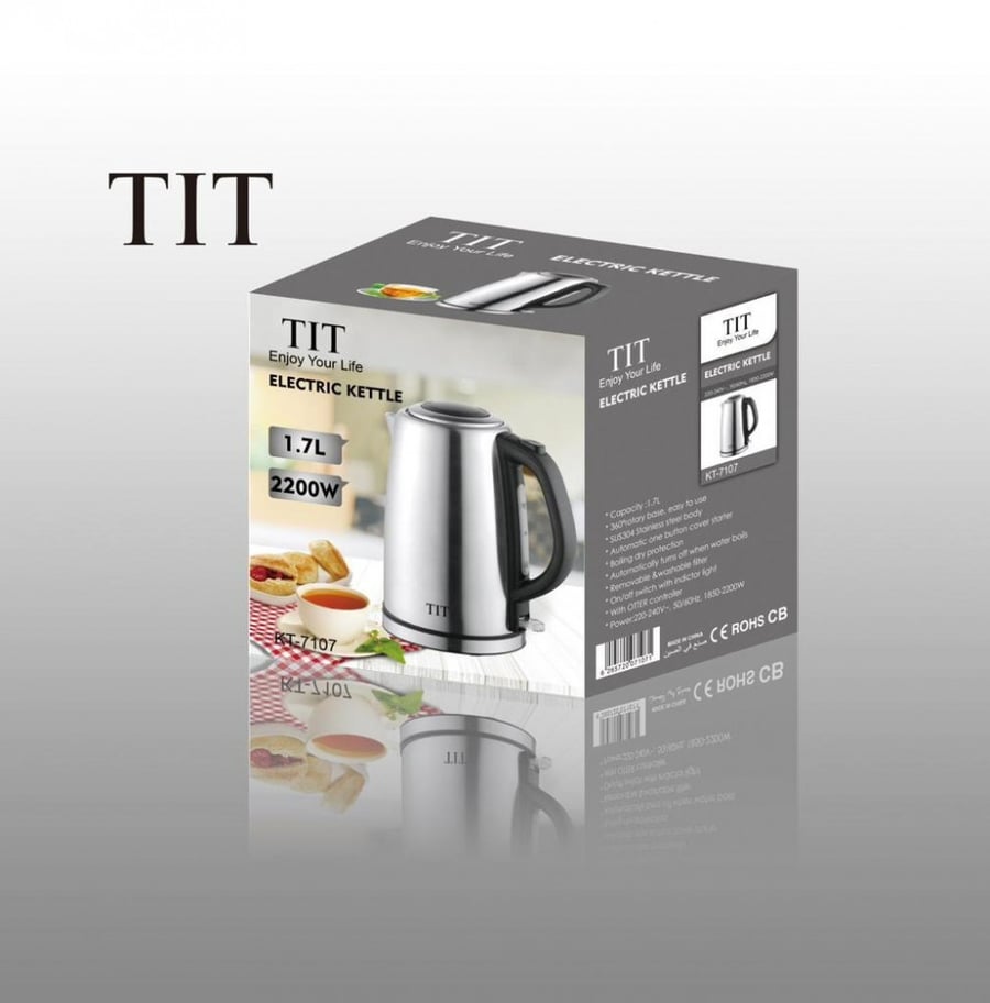 غلاية استانلس استيل من TIT سخان داخلي انجليزي اصلي  1.7 لتر 2200  واط موديل K7107