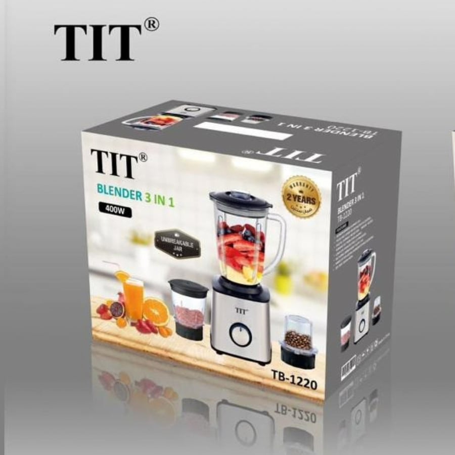 خلاط 3في 1 من شركة TIT نيكل وعاء ضد الكسر 400  واط موديل 1220TB