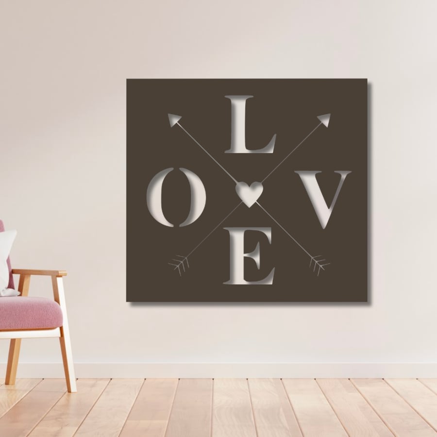 Wooden carved decorative plate engraving Love