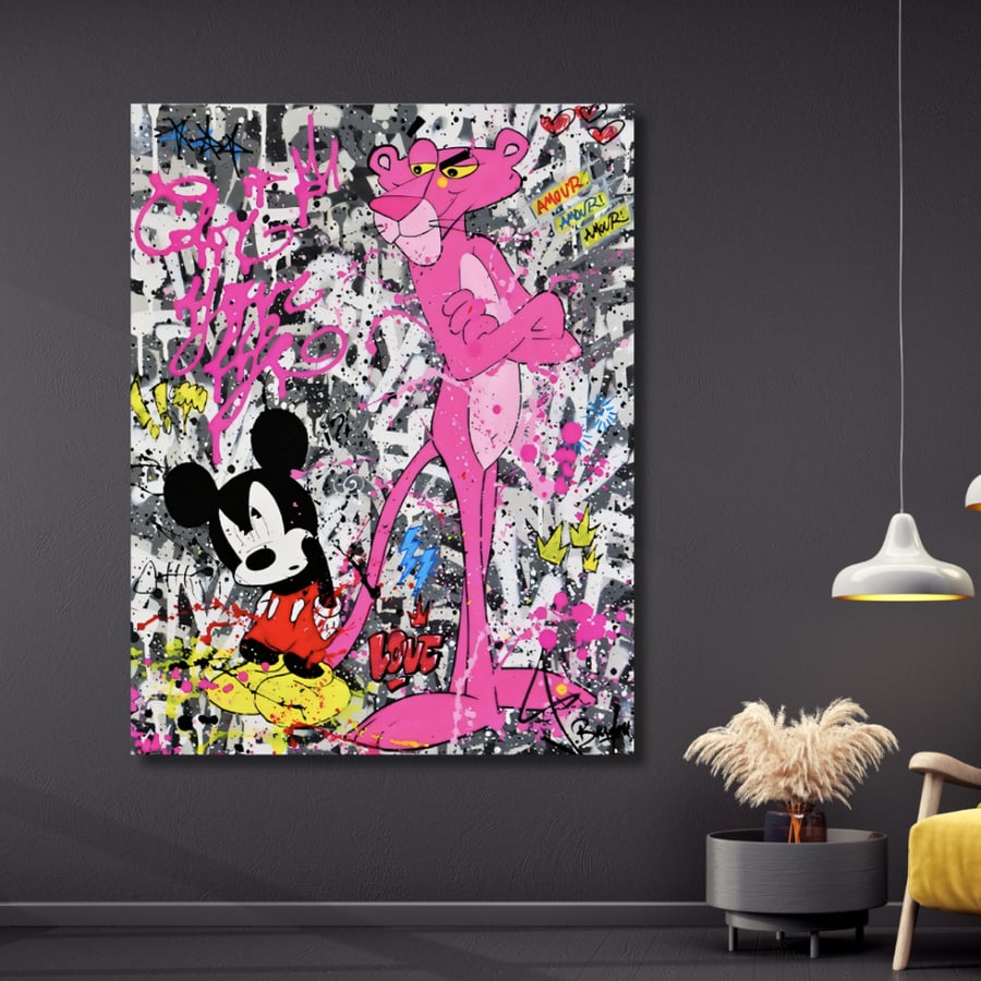 Wall Art Print - Bank Panther and Mickey Mouse - Pop Art