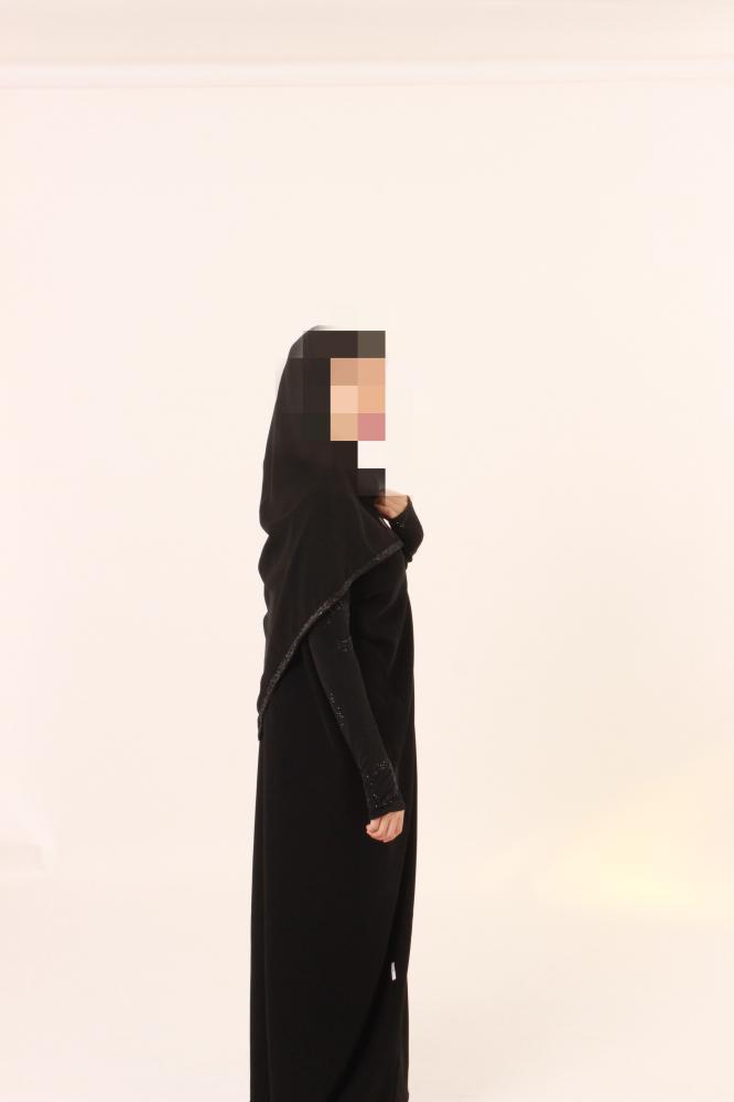 Black Abaya with Rhinestone Sleeves