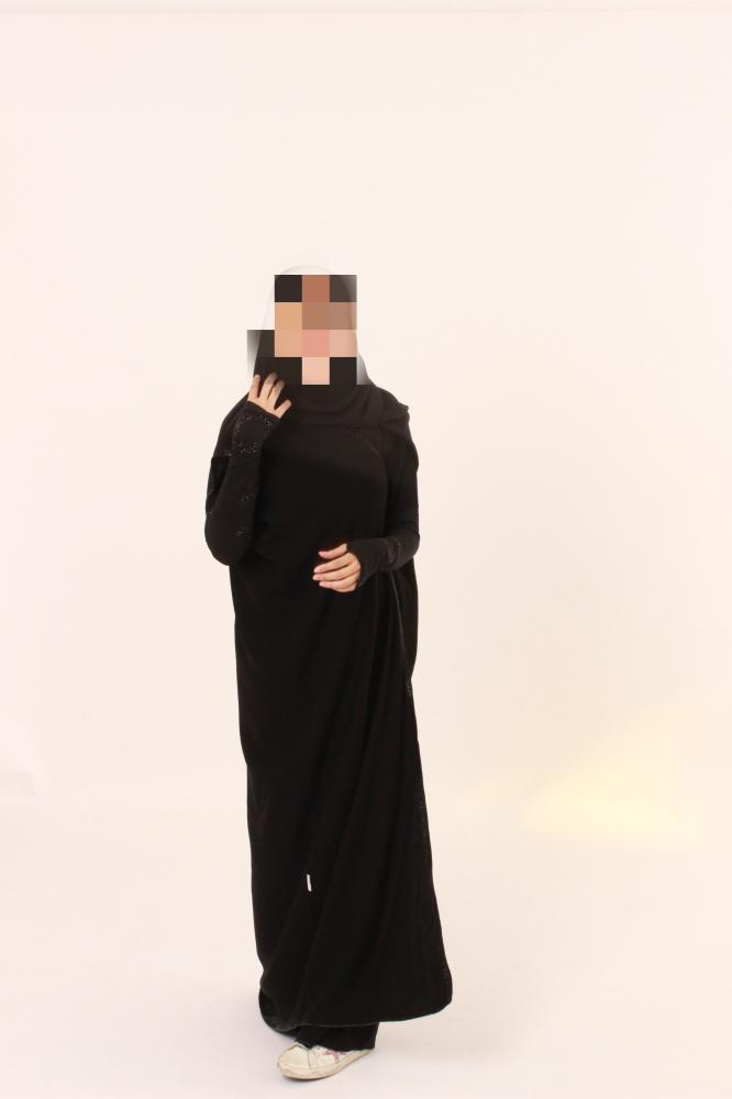 Black Abaya with Rhinestone Sleeves