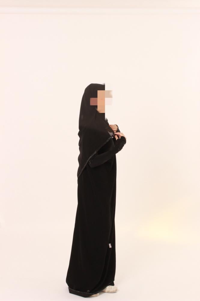 Black Abaya with Rhinestone Sleeves