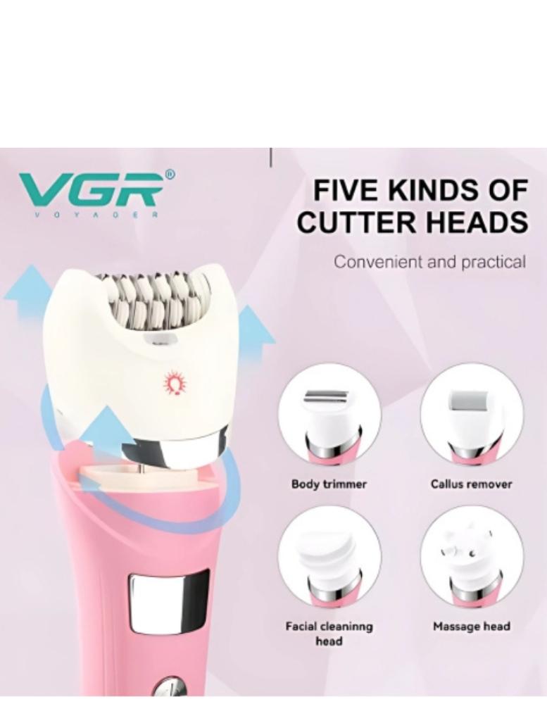 ماكينة حلاقة الشعر الكهربائية V-759 في جي ار لإزالة الشعر، 5 في 1، مزيل شعر مقاوم للماء للنساء