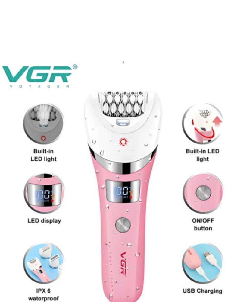 ماكينة حلاقة الشعر الكهربائية V-759 في جي ار لإزالة الشعر، 5 في 1، مزيل شعر مقاوم للماء للنساء