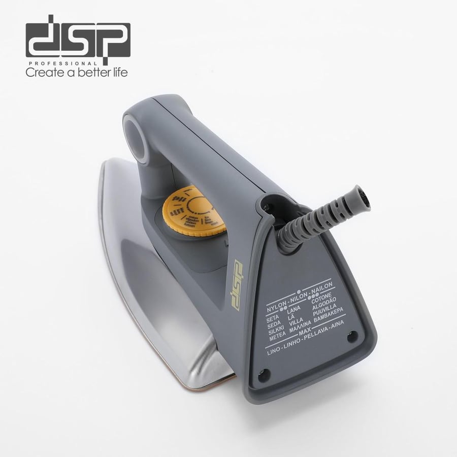 مكواة DSP جافة بقدرة 1200 واط – تصميم خفيف وسهل الاستخدام – تسخين سريع، قاعدة كي غير لاصقة – مثالية للاستخدام اليومي على جميع أنواع الأقمشة – موديل KD1177