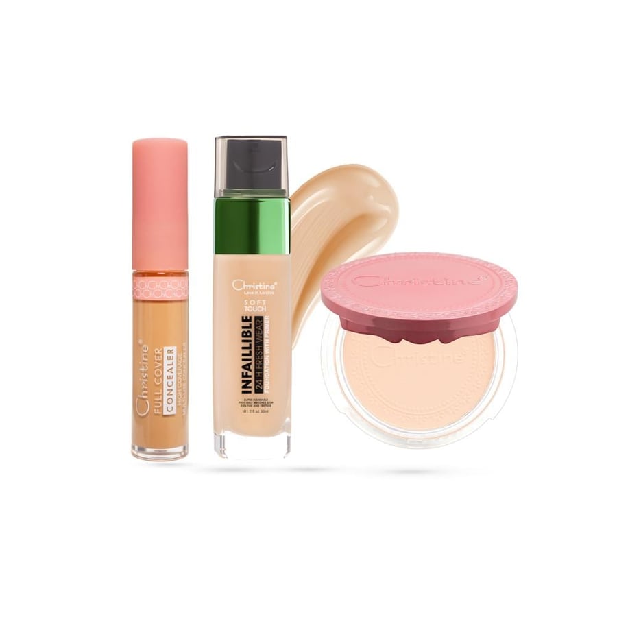 Christine Face Makeup Set | Foundation + Concealer + Powder 2+2+1