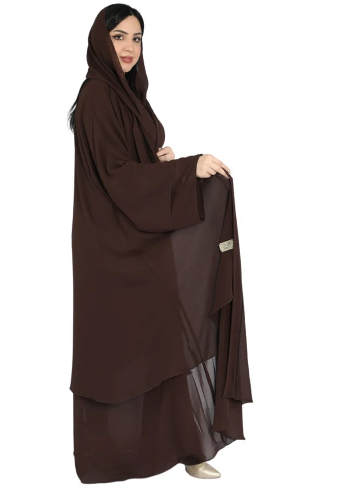 عباية كلوش طبقتين بني