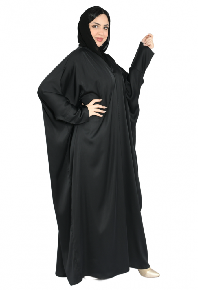 عباية حرير اسود فراشة