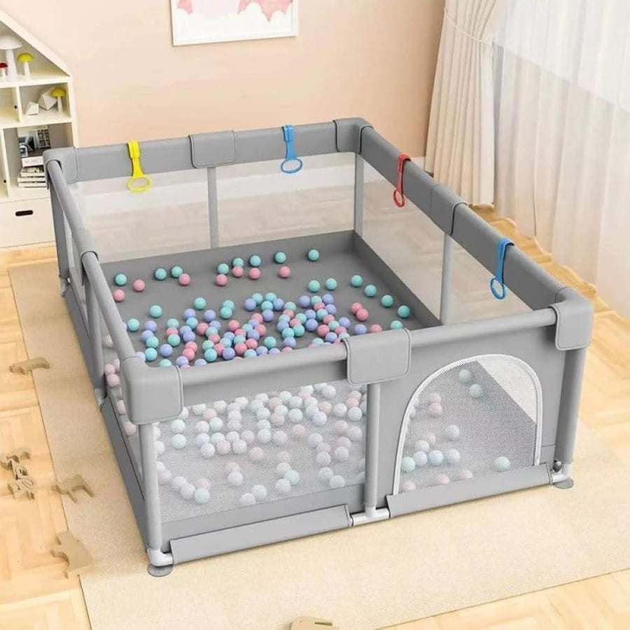 Children's playpen made of durable plastic with soft lining and safe fence, includes 20 colorful plastic balls, 150x120x65 cm - BL-13-A