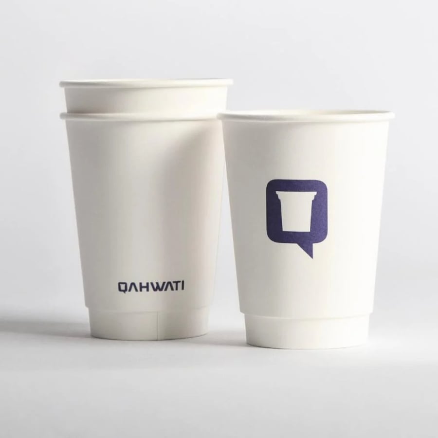 Qahwati Paper Cups, 12 oz, White | 12 Cups