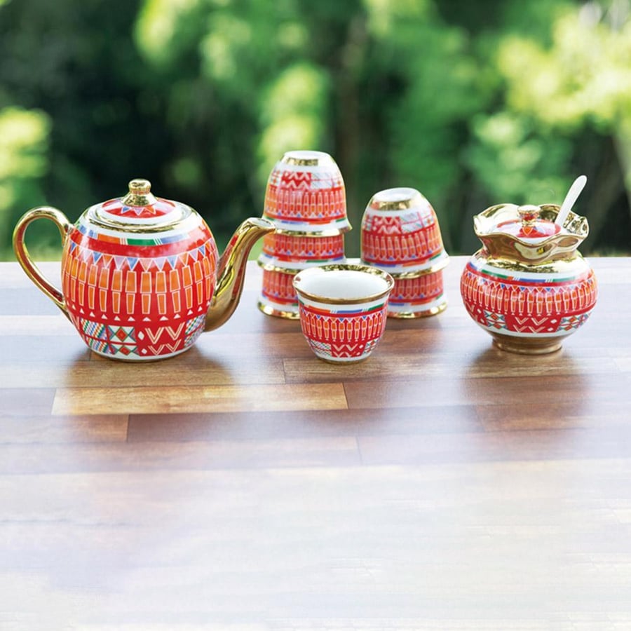 Porcelain teapot set 9 pieces