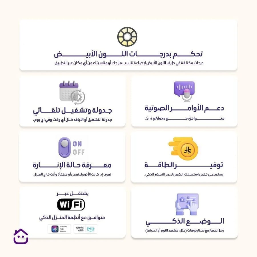 شريط ليد ذكي درجات الأبيض