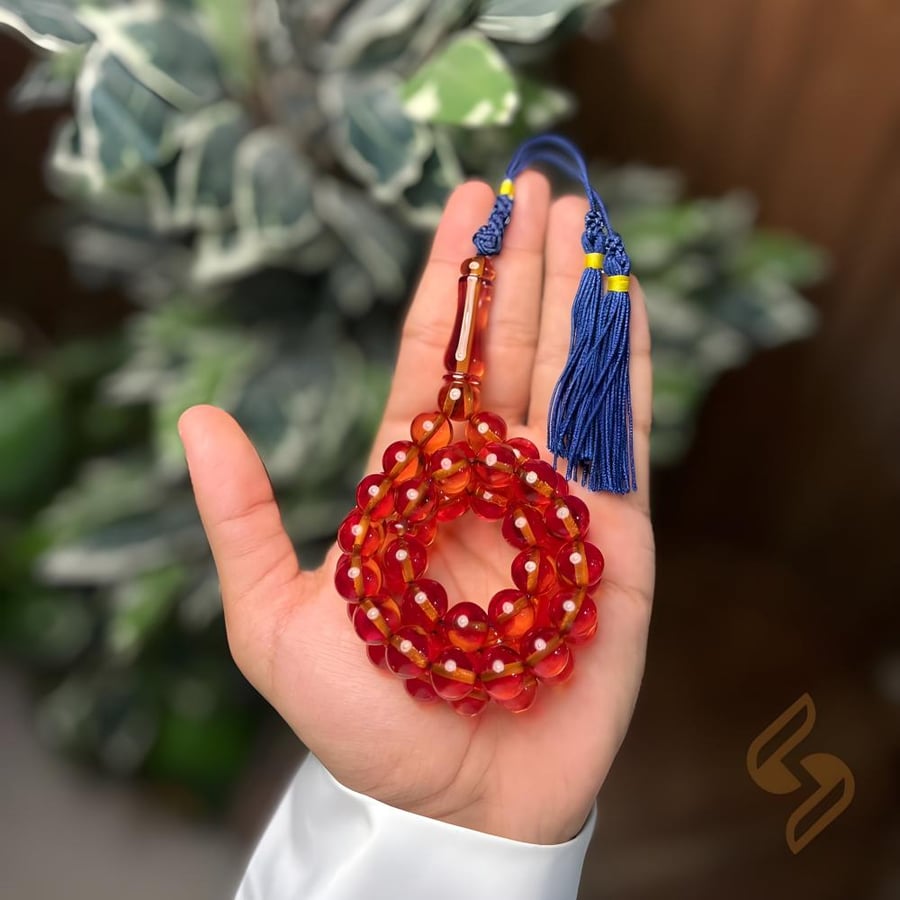 سبحة زعفران عسلي شفاف