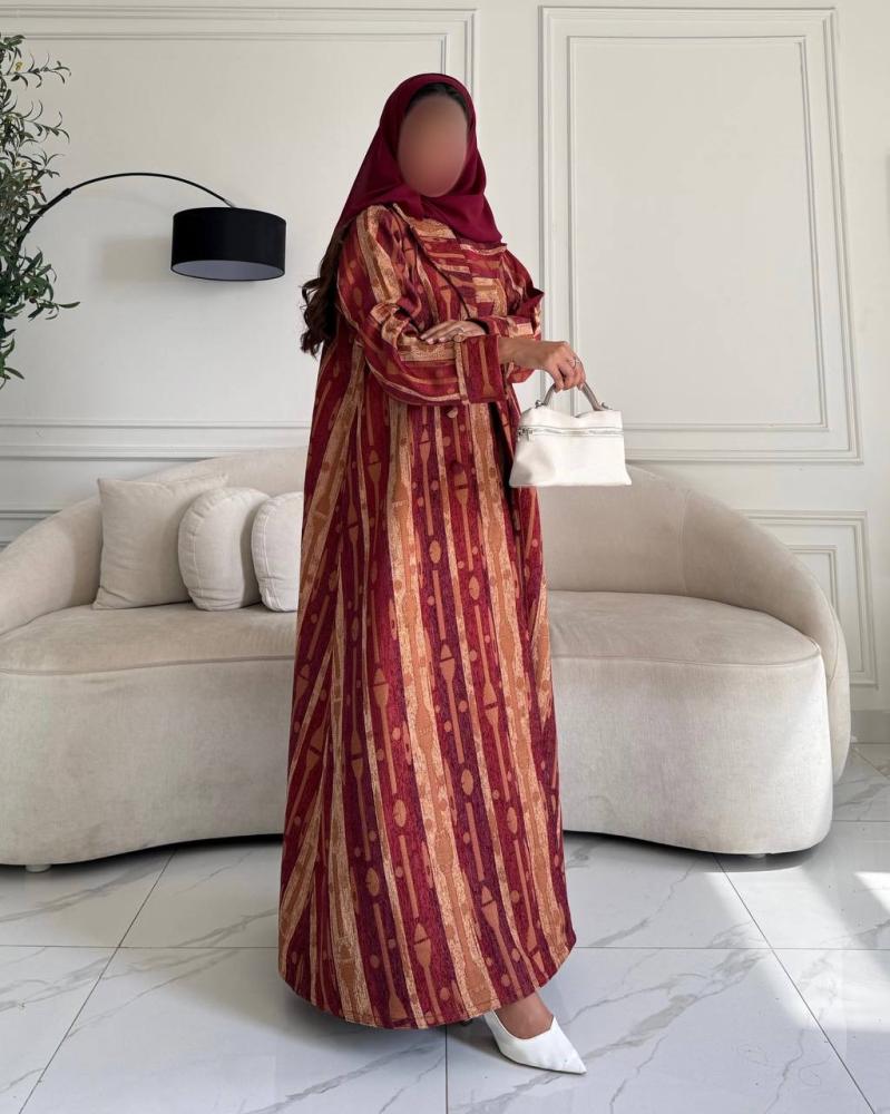 عباية بليزر جاكار شتوي برغندي