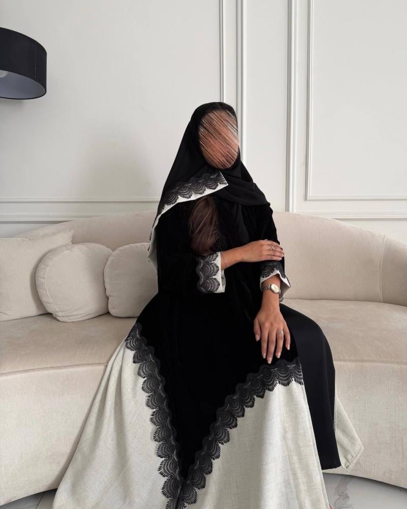 عباية مخمل ولينن بكلفة دانتيل قصة نص كلوش