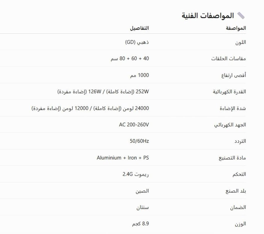 ثريا LED حلقات متدرجة بإطار ذهبي وإضاءة كريستالية
