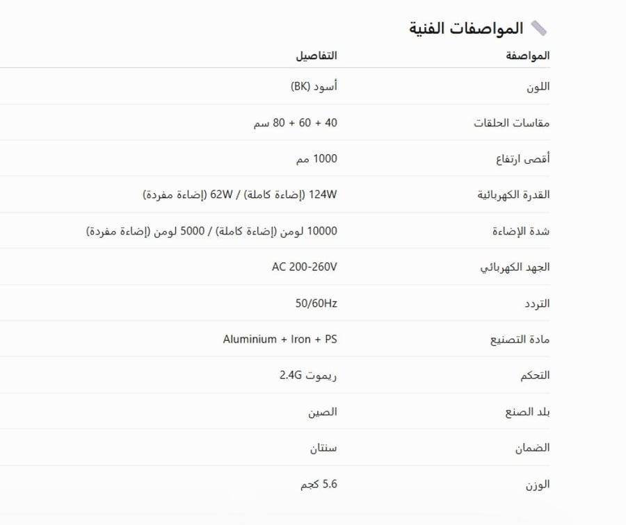 ثريا LED متعددة الحلقات بإضاءة محيطية – أسود مطفي