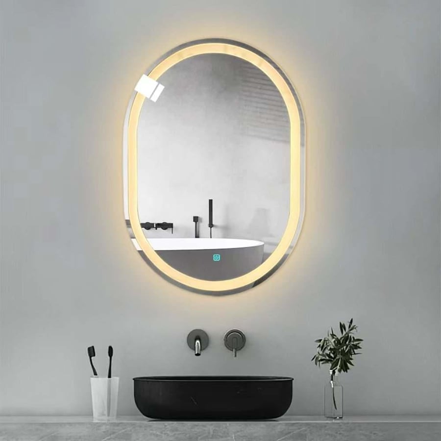 مراية بيضوي ليد LED ثلاثة الوان 150x70 بنظام اضاءة تدريجية