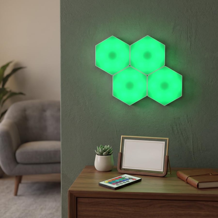 طقم لمبات سداسية LED مع ريموت