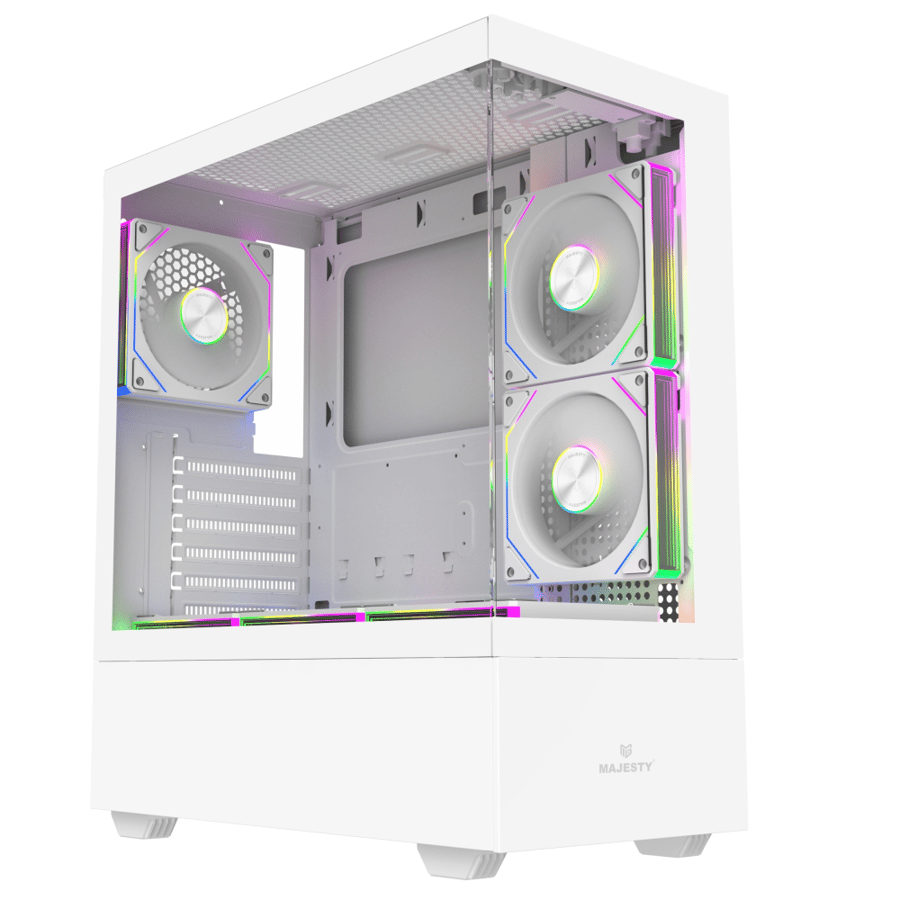 PC bag Mid Tower Raed – 6 ARGB Infinity 120mm fans, remote, supports ATX, 2×USB, white