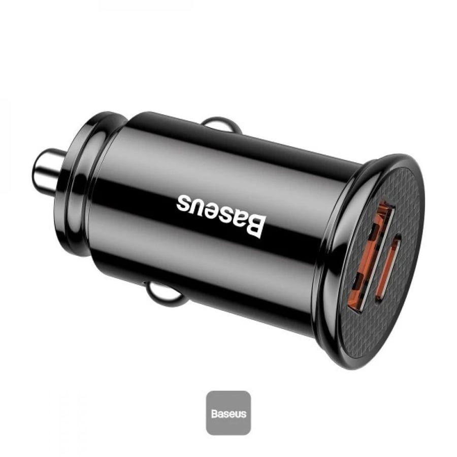 Bissos car charger with two ports 30W - black
