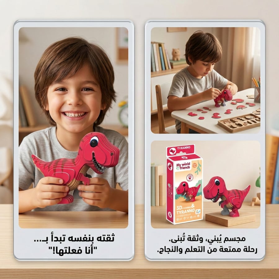 بزل 3D ديناصور أحمر - تركيب وتعلم ممتع