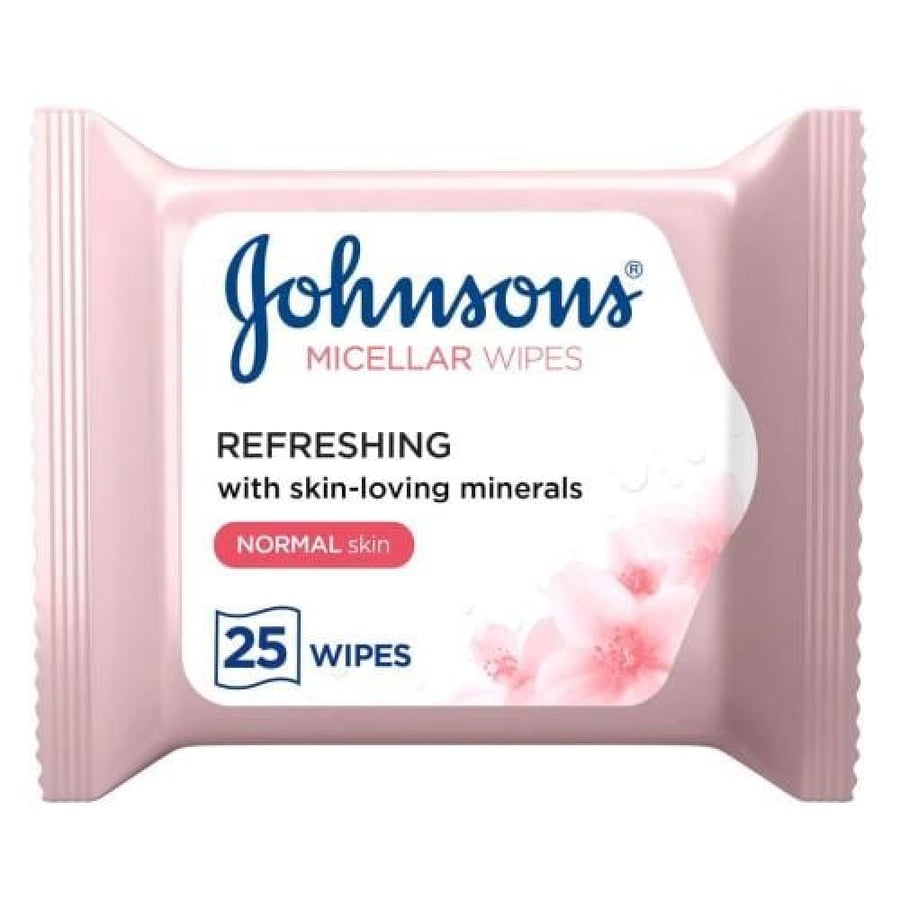 مناديل إزالة المكياج من جونسون 25 منديل أساسيات يومية ميكليلار للبشرة العادية Johnson's