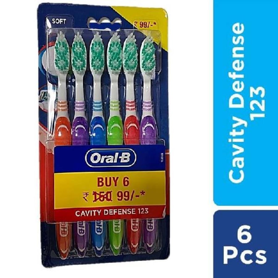 اورال -بي فرشاة أسنان 6 قطع الحزمة القيمة مستديرة كلياً Oral-B