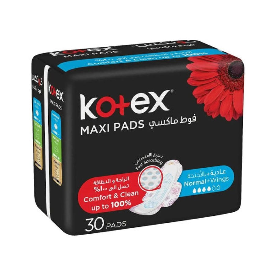 فوط صحية 30 فوطه عادية مع أجنحة Kotex