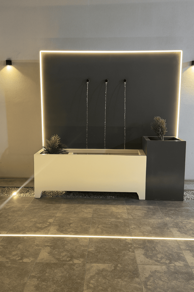شلال داخلي بثلاث تدفقات LED للمجالس والصالات