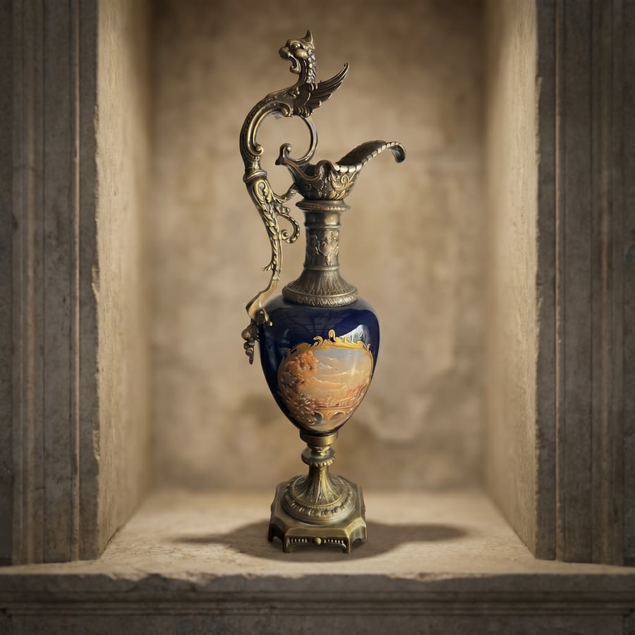 The nobility vein: A rare piece of art that combines the luxury of cast metal and the elegance of colored porcelain.