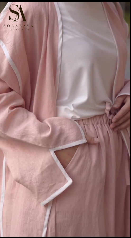 Summer and travel styles, a set for veiled women: abaya, headscarf, and pants