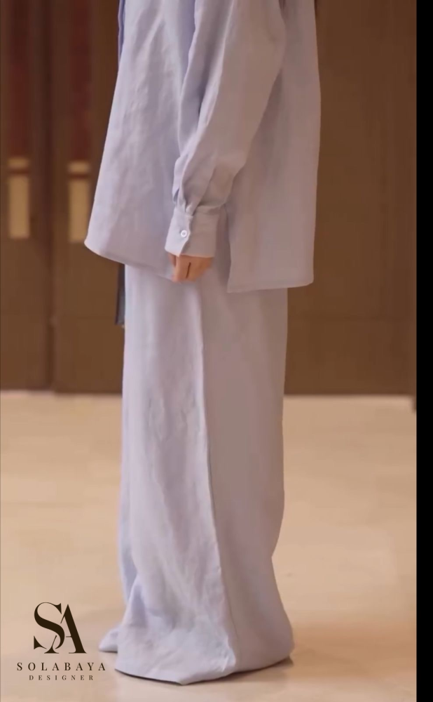 طقم لينن نسائي بلون لافندر