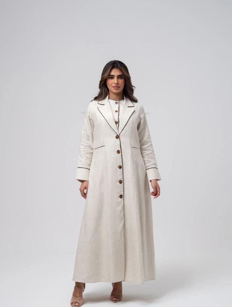 Natural linen abaya for summer, travel, and work