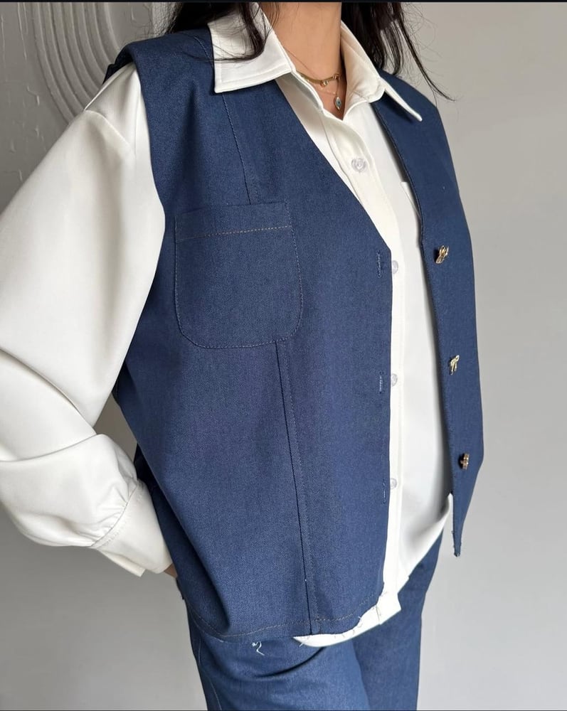 Denim suit of pants and vest