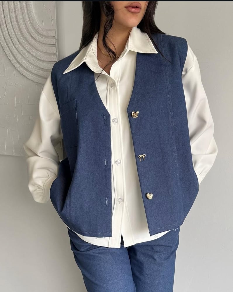 Denim suit of pants and vest