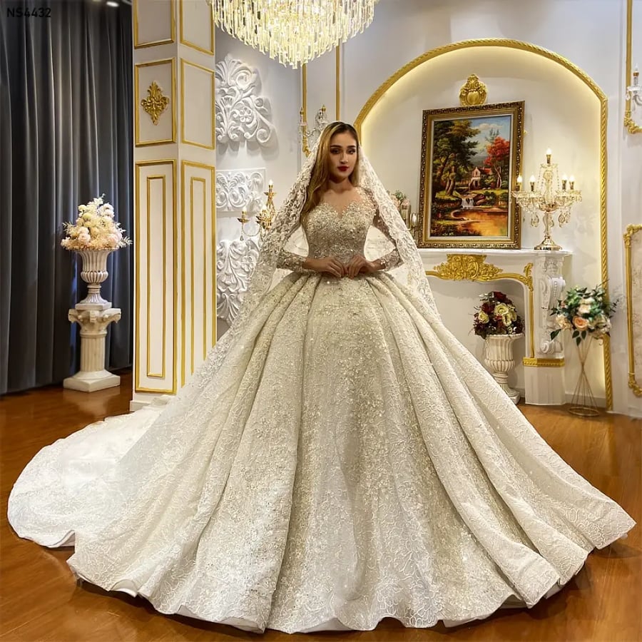 فستان زفاف دانتيل أحجار كاملة     | NS4432 |  Wedding dresses 2027