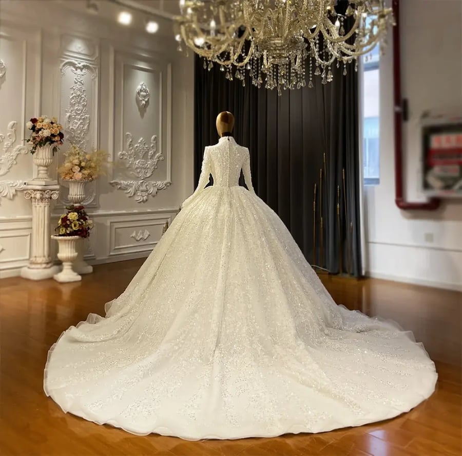 فستان زفاف إسلامي محتشم بتصميم حديث    | NS4912 |  Wedding dresses 2027