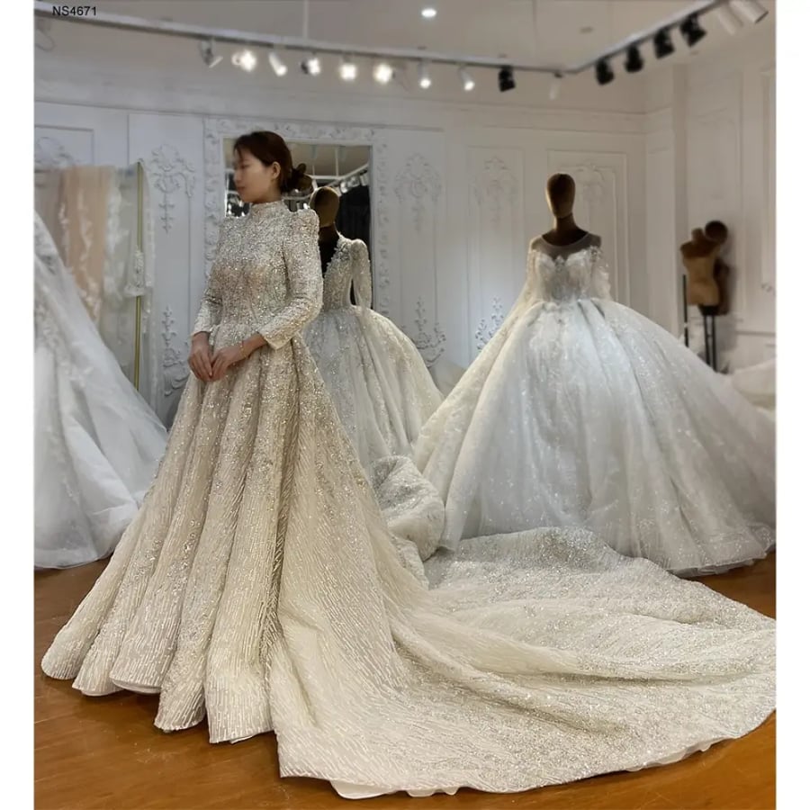 فستان زفاف إسلامي محتشم فخم | NS4671 | Wedding dresses 2027