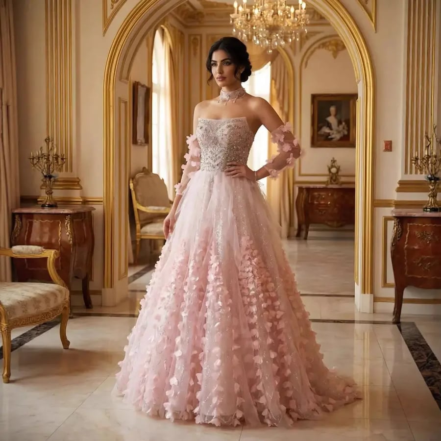 فستان وردي A-Line فاخر جديد | ST5-6611 | wedding guest dresses