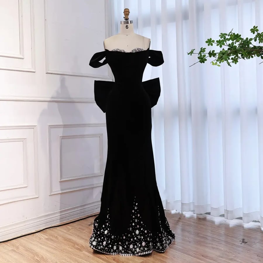 فستان أسود حورية البحر ناعم نجم الموسم | ST5-6615 | dress