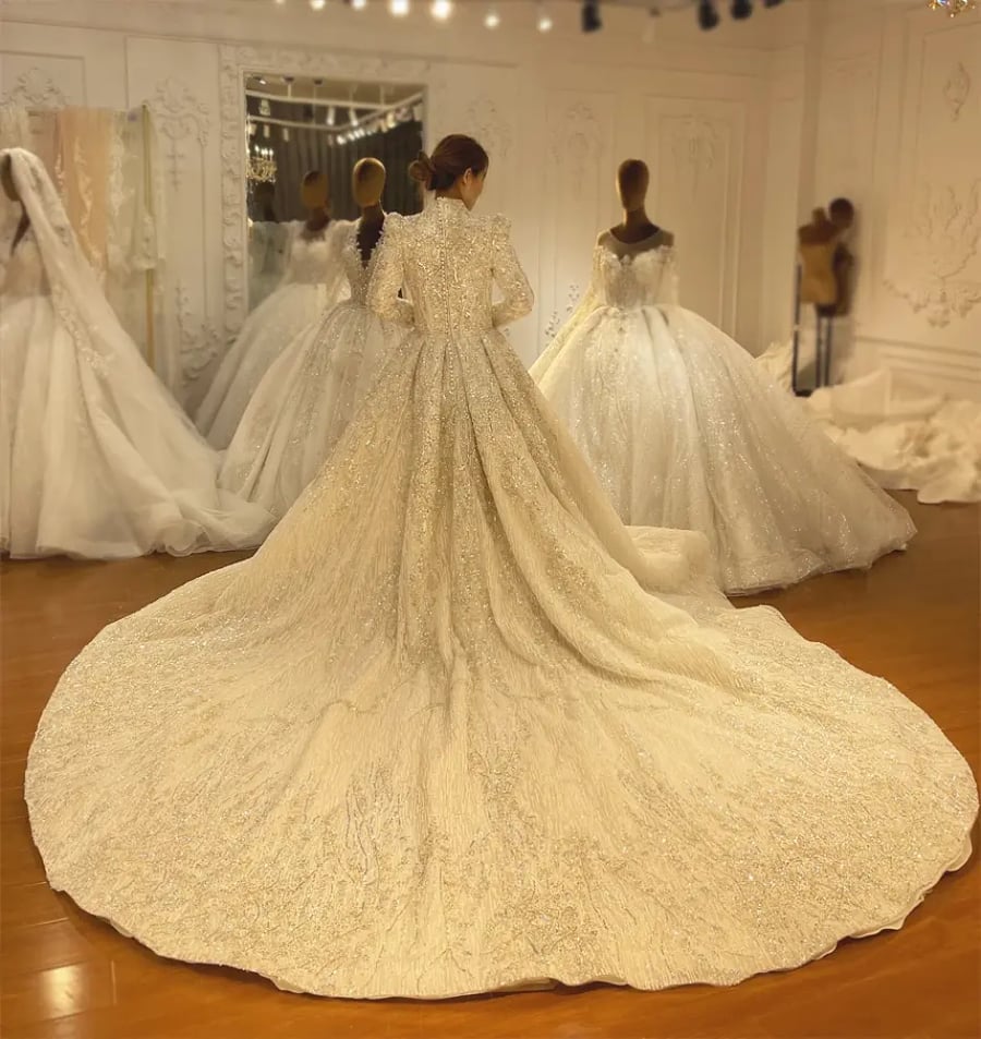 فستان زفاف إسلامي محتشم فخم | NS4671 | Wedding dresses 2027