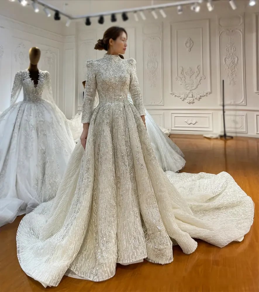 فستان زفاف إسلامي محتشم فخم | NS4671 | Wedding dresses 2027