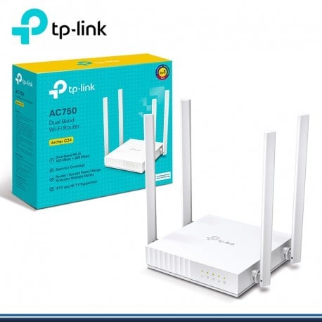TP-Link - راوتر واي فاي ثنائي النطاق AC750 بسرعة 750 ميجابت في الثانية - Archer C24