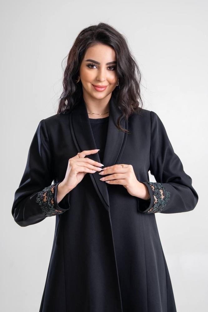 بليزر كريب أخضر وأسود ببطانة حرير