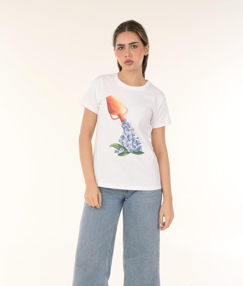 Women's Aquarius Zodiac T-shirt – 100% Cotton – Watercolor Print