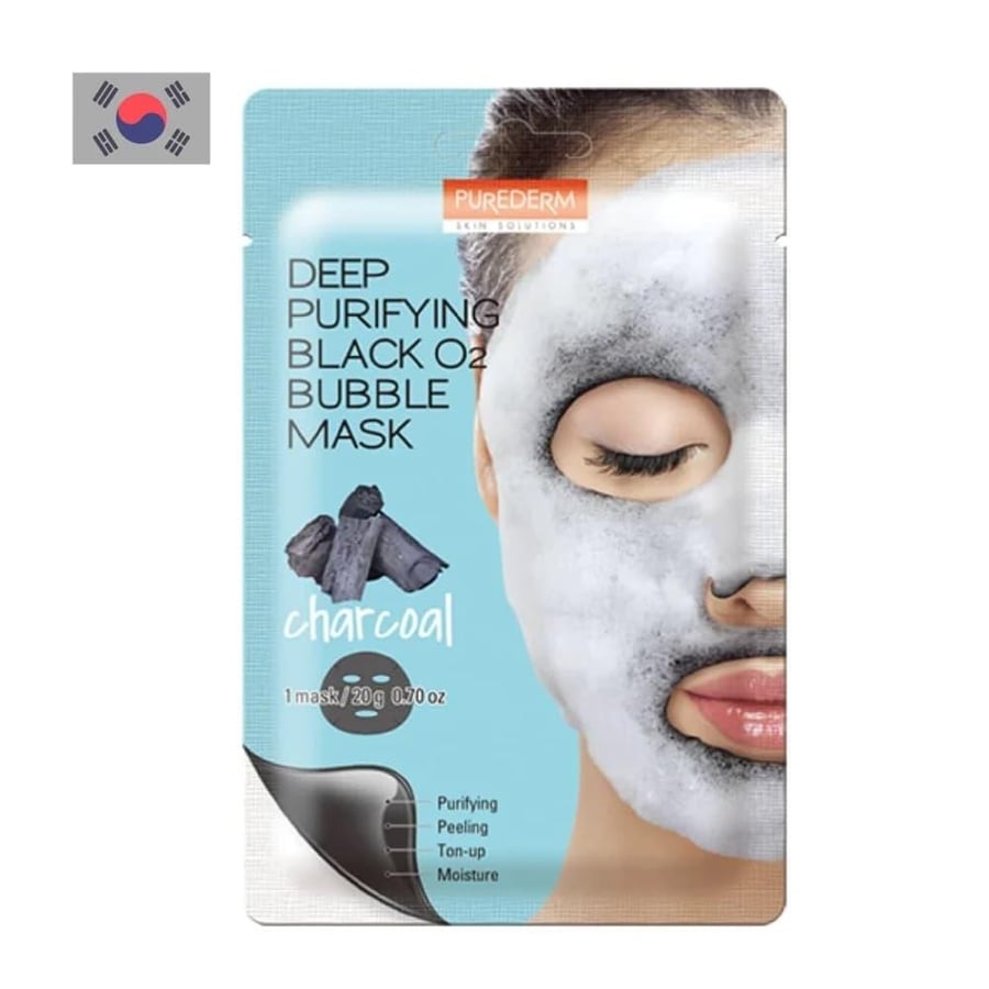 ماسك الفقاعات O2 الأسود بالفحم للتنظيف العميق من Purederm
