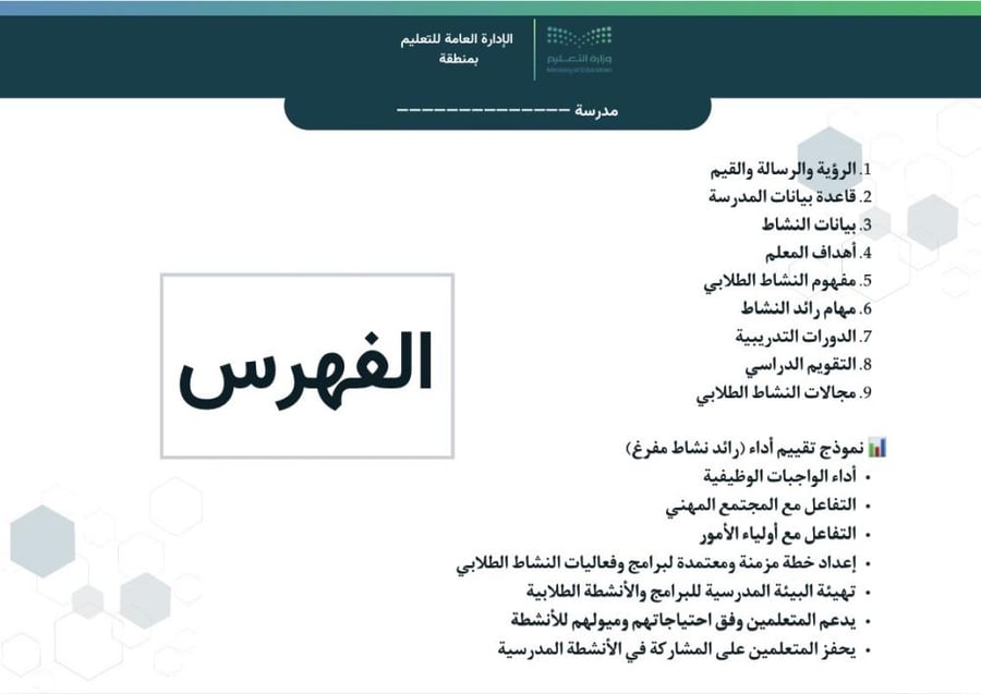 ملف إنجاز وشواهد رائد/ة النشاط
